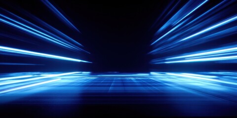 Leinwandbilder - Abstract Blue Light Streaks on Dark Background, Representing Speed and Technological Advancement for Digital Transformation and Innovation : Generative AI