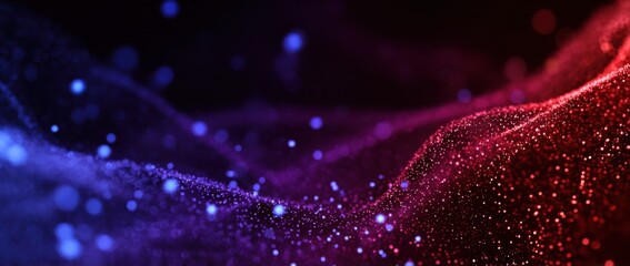 Leinwandbilder - Abstract Network of Glowing Particles in Red and Blue, Representing Connectivity and Digital Transformation, Ideal for Technology Presentations : Generative AI