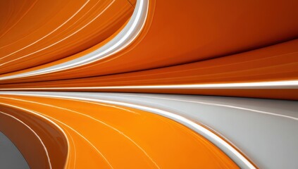 Poster - Abstract Orange and White Curved Lines, Ideal for Modern Technology and Innovation Presentations : Generative AI
