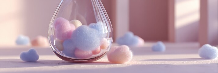 Aufkleber - Pastel Clouds in Glass Jar, Representing Dreamy Imagination and Creative Inspiration for Children's Products Advertising, and Conceptual Marketing : Generative AI