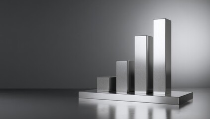 Aufkleber - Silver Bar Graph on Gray Background, Symbolizing Business Growth and Financial Performance, Ideal for Investment and Economic Analysis : Generative AI