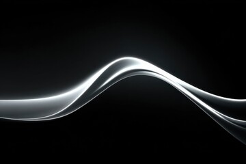 Poster - Abstract Silver Wave on Black Background, Illustrating Innovation and Technological Advancement in Modern Business : Generative AI