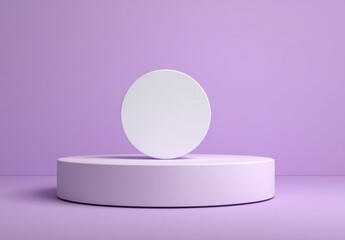 Poster - Minimalist Display Podium With Circle on Lilac Background, Ideal for Product Presentation and Modern Advertising Campaigns : Generative AI
