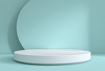 Leinwandbilder - Minimalist White Product Display Podium on Light Blue Background, Ideal for E-Commerce and Product Showcase, Featuring Clean Lines and Modern Simplicity : Generative AI