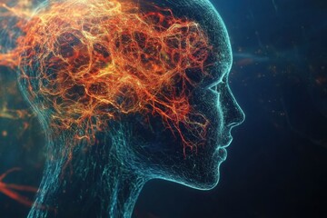 Wall Mural - Abstract Digital Human Brain