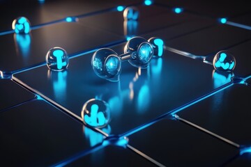 Wall Mural - Futuristic Digital Circuit with Neon Elements