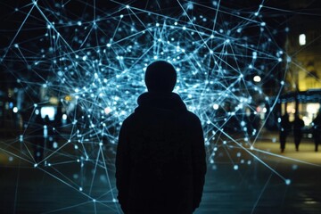 Wall Mural - Silhouette in a Digital Network