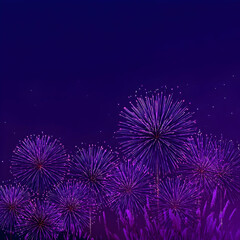 vibrant purple fireworks exploding in the night sky.
