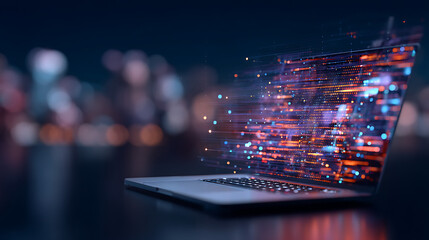 AI technology digital concept with holographic interface on laptop. 3D Rendering 24565657 3
