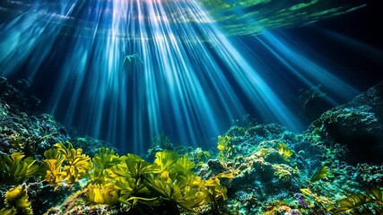 Wall Mural - this stunning underwater footage showcases colorful coral and lush sea plants. ideal for nature enth