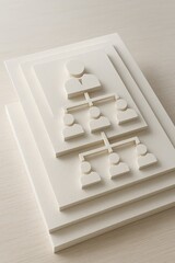 Wall Mural - corporation structure growth concept. 3d organizational chart design on layered paper sheets.