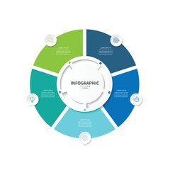 Fototapete - Business visualization infographic circle design template with 5 options, steps or processes. Business presentation.