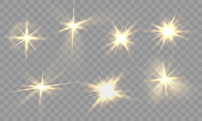 Wall Mural - Christmas PNG decoration with sparkling glitter and glowing magical light effect golden starburst digital shine on transparent background warm abstract design beam sun sparkle isolated glare


