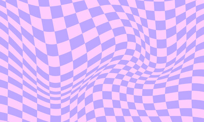 Fototapete - Abstract Checkered Y2k Background. Cool Grid Groovy Pattern. Trippy Checker Retro Texture