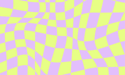 Fototapete - Abstract Checkered Y2k Background. Cool Grid Groovy Pattern. Trippy Checker Retro Texture