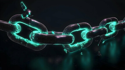 Wall Mural - Abstract Digital Chain Breaking Free