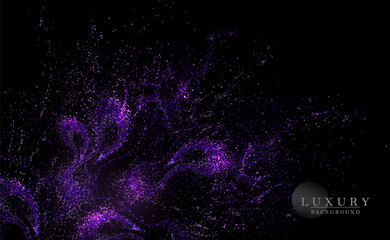 Wall Mural - Exquisite composition with isolated abstract purple chaotic pattern on black background.
