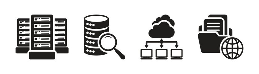 Wall Mural - Big data vector icon set. Cyber ​​data storage sign, data info, global data file. Vector illustration