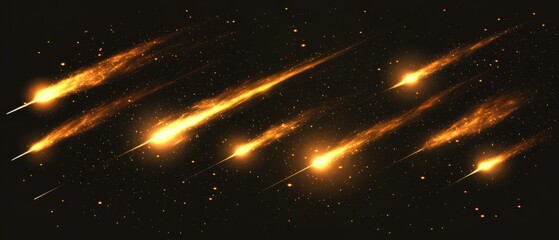 Wall Mural - shooting stars streaking across dark sky cosmic event astrophotography night sky scenery space explo