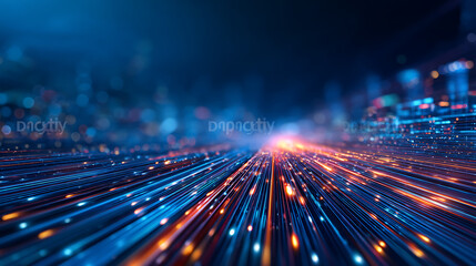 Creative wide blue tech lines backdrop. Design and technology concept. 3D Rendering. 29413891 3