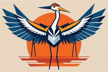 Leinwandbilder - Stylized bird illustration with vibrant colors featuring industrial elements in the background showcasing creativity and modern design