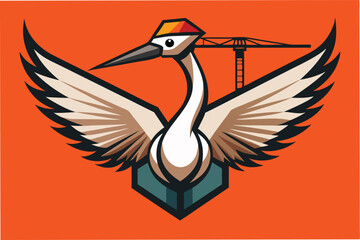 Leinwandbilder - Stylized bird illustration with vibrant colors featuring industrial elements in the background showcasing creativity and modern design