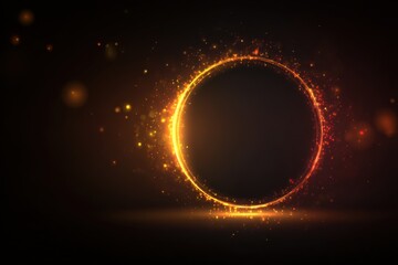 Wall Mural - abstract glowing circle with particles on dark background studio shot for digital design presentatio