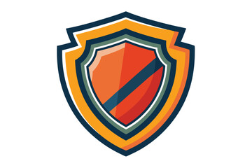 Leinwandbilder - Stylized vector illustration of a colorful shield design featuring a central diamond shape against a vibrant blue background