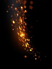Wall Mural - abstract golden sparks floating on black background digital art close up studio shot for graphic des