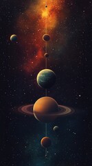 Wall Mural - Solar System Planets Aligned in Space