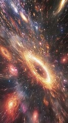 Wall Mural - A depiction of a galaxy with a central glowing ring and surrounding stars