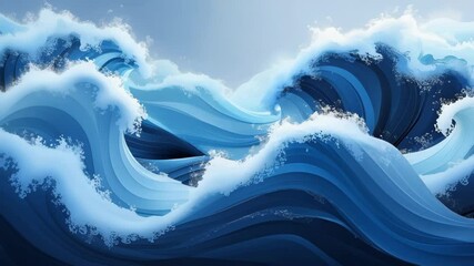 Wall Mural - serene abstract blue waves flowing in a calming and elegant design