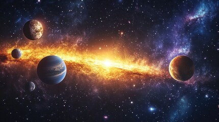 Wall Mural - Planets and Galaxies in Outer Space