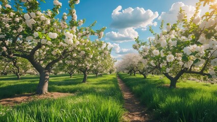 Wall Mural - flourishing orchard during the spring season.