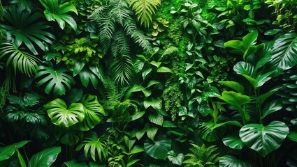 Wall Mural - detailed view of a green artificial plant wall panel backdrop