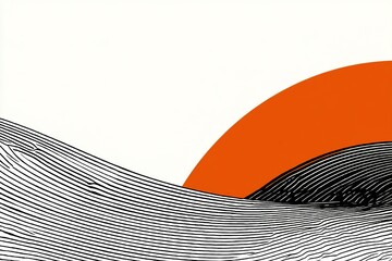 Wall Mural - abstract design featuring bold lines and a vibrant sun against a minimalist background