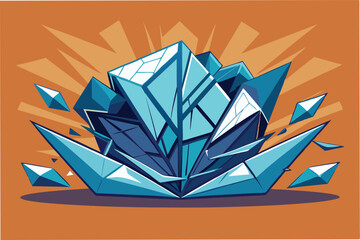 Aufkleber - Vector illustration of a geometric crystal explosion in vibrant colors, showcasing an artistic interpretation of facets and shards against a dynamic background