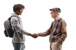 © Ljupco Smokovski - African american student and a caucasian senior man shaking hands