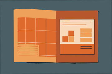 Leinwandbilder - Vector illustration of an open document with charts and data on a rustic background showcasing business analysis and planning