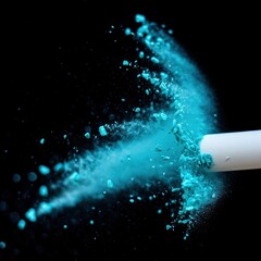 Fototapete - Blue powder being poured from a tube into a small container.