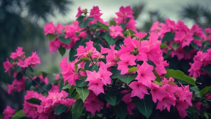Wall Mural - pink flowers of bougainvillea