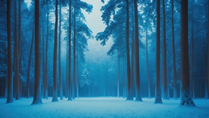 Wall Mural - forest blanketed in snowfall