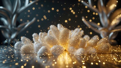 Wall Mural - background of glittery vintage lights in silver, gold, and black. out of focus.