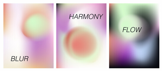 Poster - Posters with soft, blurred gradient backgrounds in pastel and neon hues, showcasing the modern blur gradient style popular in contemporary visual and UI design.