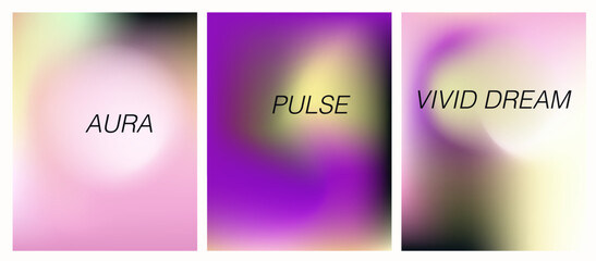 Poster - Posters with soft, blurred gradient backgrounds in pastel and neon hues, showcasing the modern blur gradient style popular in contemporary visual and UI design.