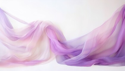 Aufkleber - soft flowing lavender and pink chiffon fabric waves on white background for elegant branding, feminine web design, luxury print layout, or abstract texture in minimalist creative projects

