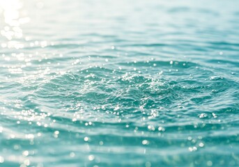 Wall Mural - aqua mint water surface texture - sparkling aqua mint water with gentle waves, sunlight reflections,