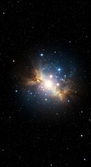 Wall Mural - celestial nebula burst - a vibrant nebula explodes with light and color against a dark space backgro