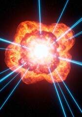 Wall Mural - cosmic fireball explosion - a vibrant depicting a massive cosmic explosion with fiery orange and bri