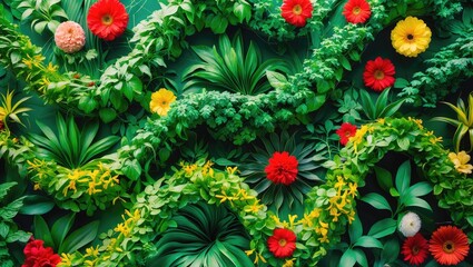Wall Mural - bright variety of flowering plants scenery